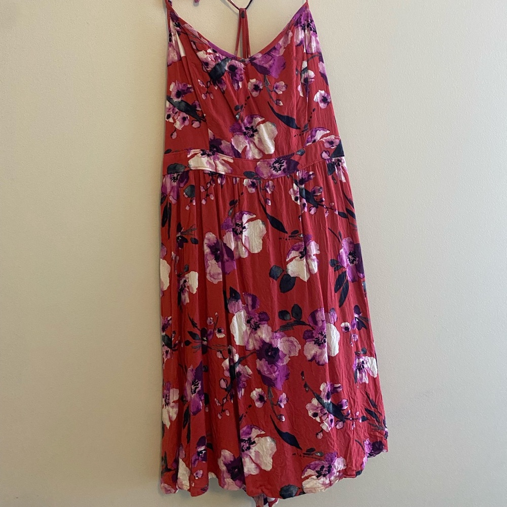 Red floral dress